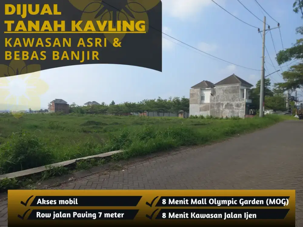 6 Menit MALL MOG Malang Untuk Bangun Rumah Jual Tanah Lebar Jalan 6 Meter