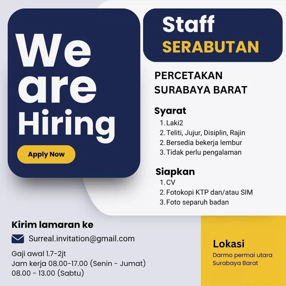 DICARI STAFF SERABUTAN