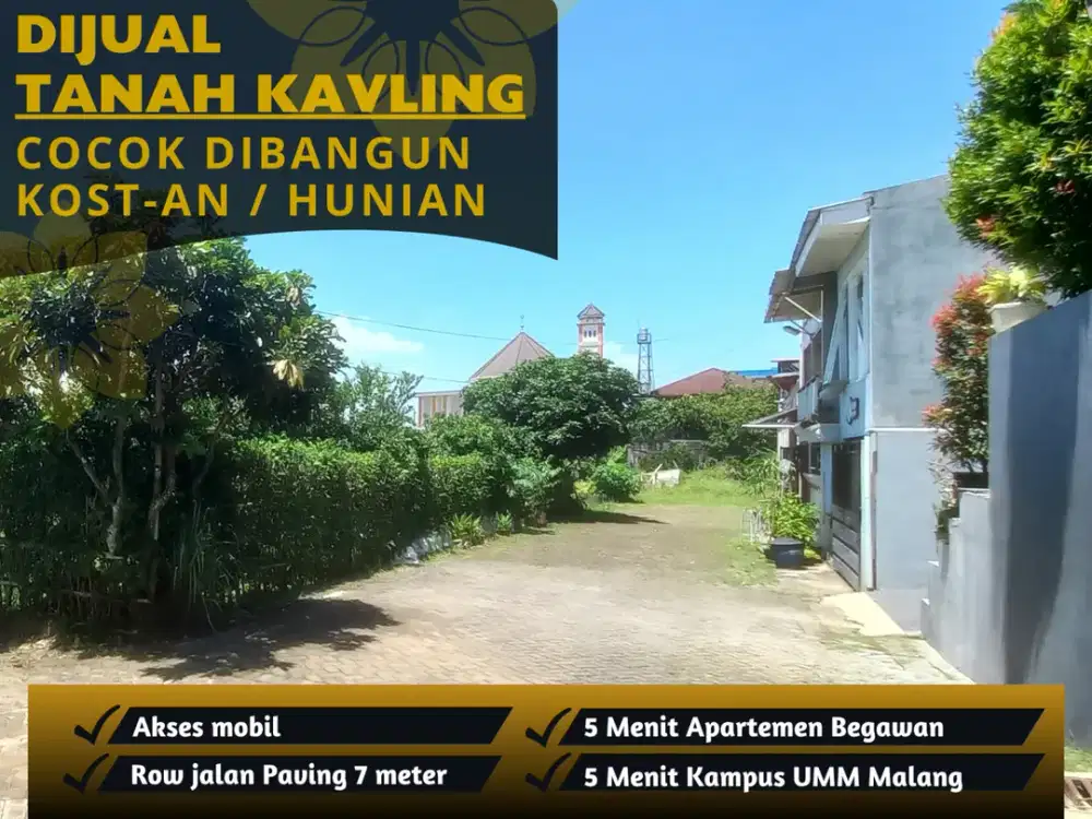 Row Jalan 6 Meter Cocok Bangun Kost Jual Kavling 5 Menit Kampus UMM Malang