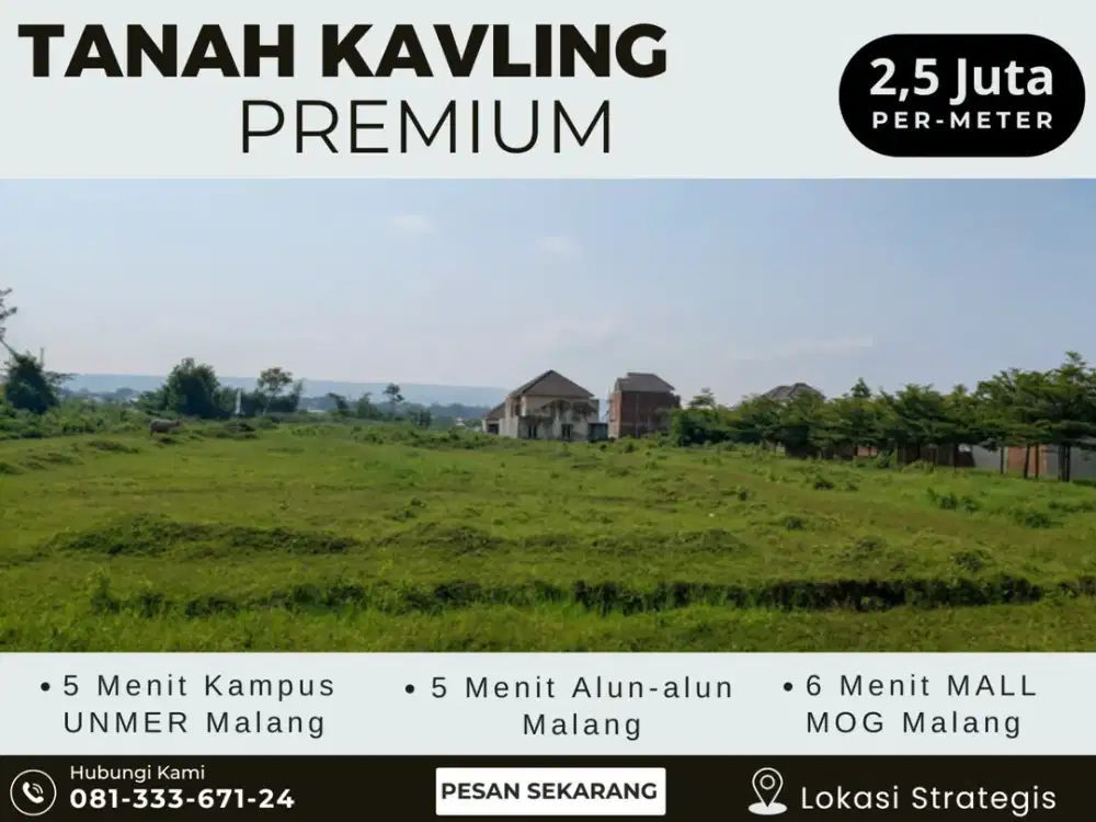5 menit Jalan Ijen Boulevard Tanah Malang SHM Ready