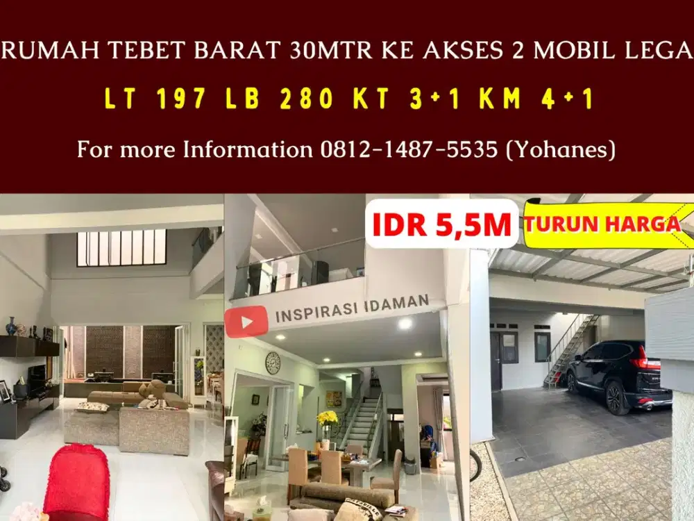Rumah 197mtr Tebet Barat 30mtr ke akses 2 mobil lega