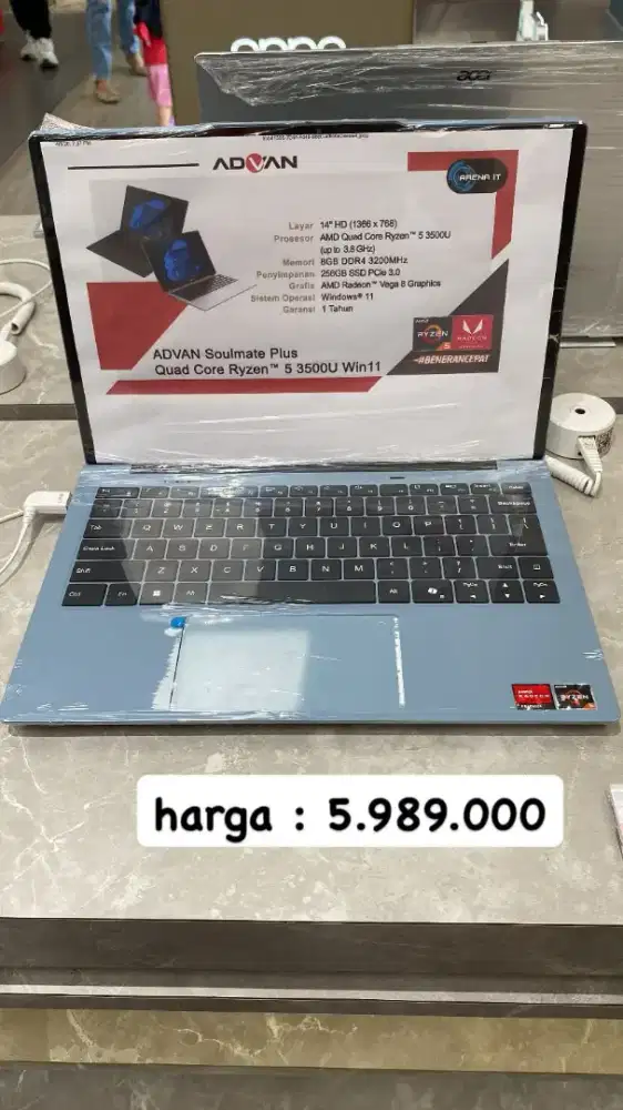 Promo Cicilan laptop Advan Bunga 0% Gratis 2x Angsuran