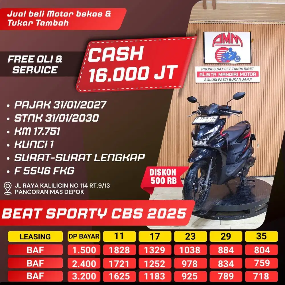 BEAT SPORTY CBS 2025 PAJAK HIDUP KREDIVO INDODANA SPAYLATER ALISTA