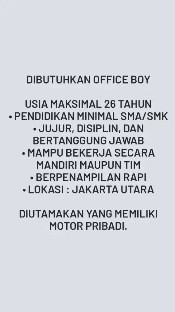 Dibutuhkan Office Boy