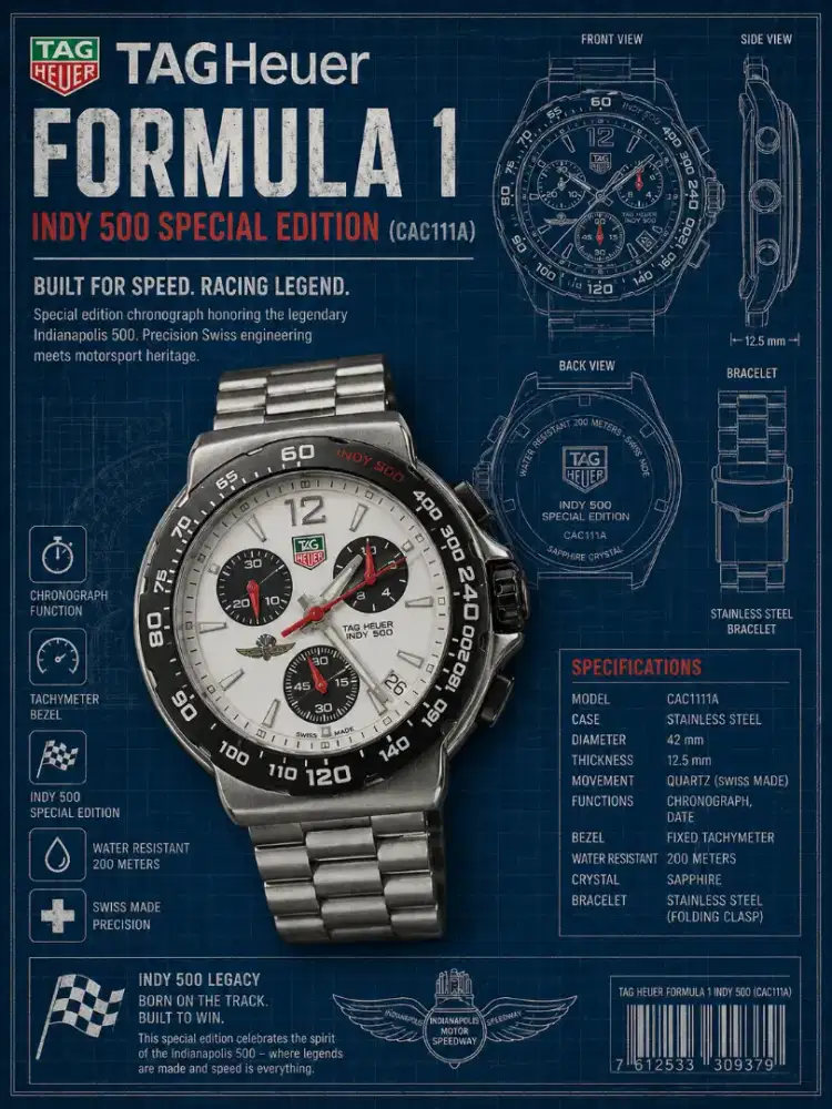 Tag Heuer Formula 1 Indy 500 Panda Chronograph