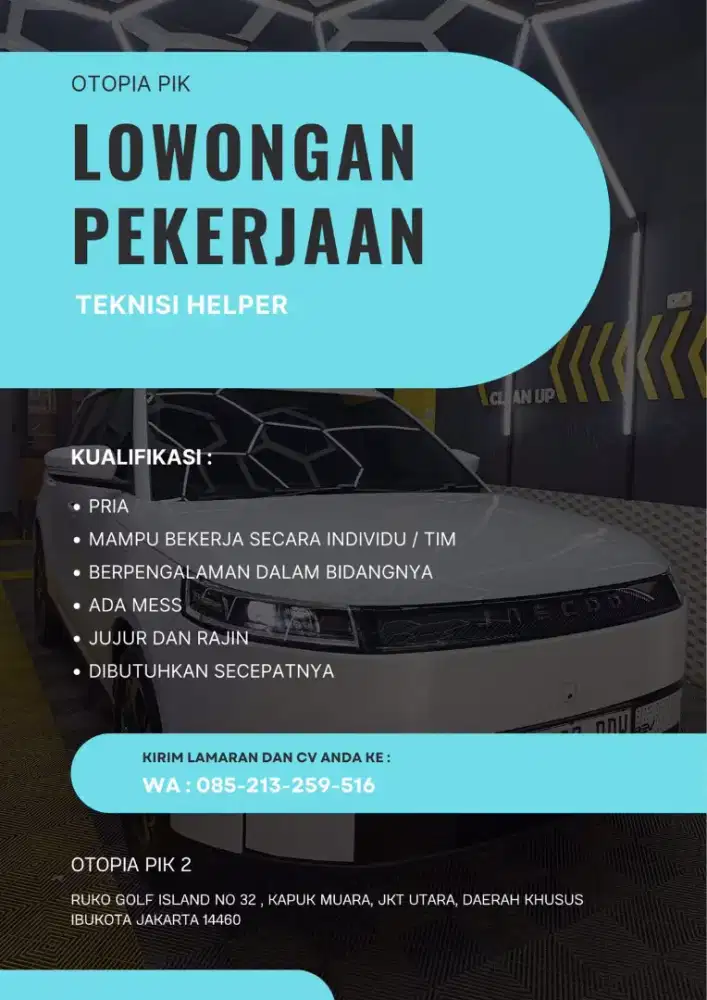 Lowongan teknisi helper