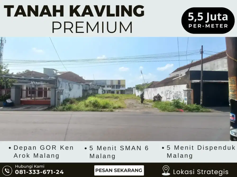 5 Menit Dispenduk Malang Row Jalan 6 Meter Tanah Malang Untuk Dibangun Kost