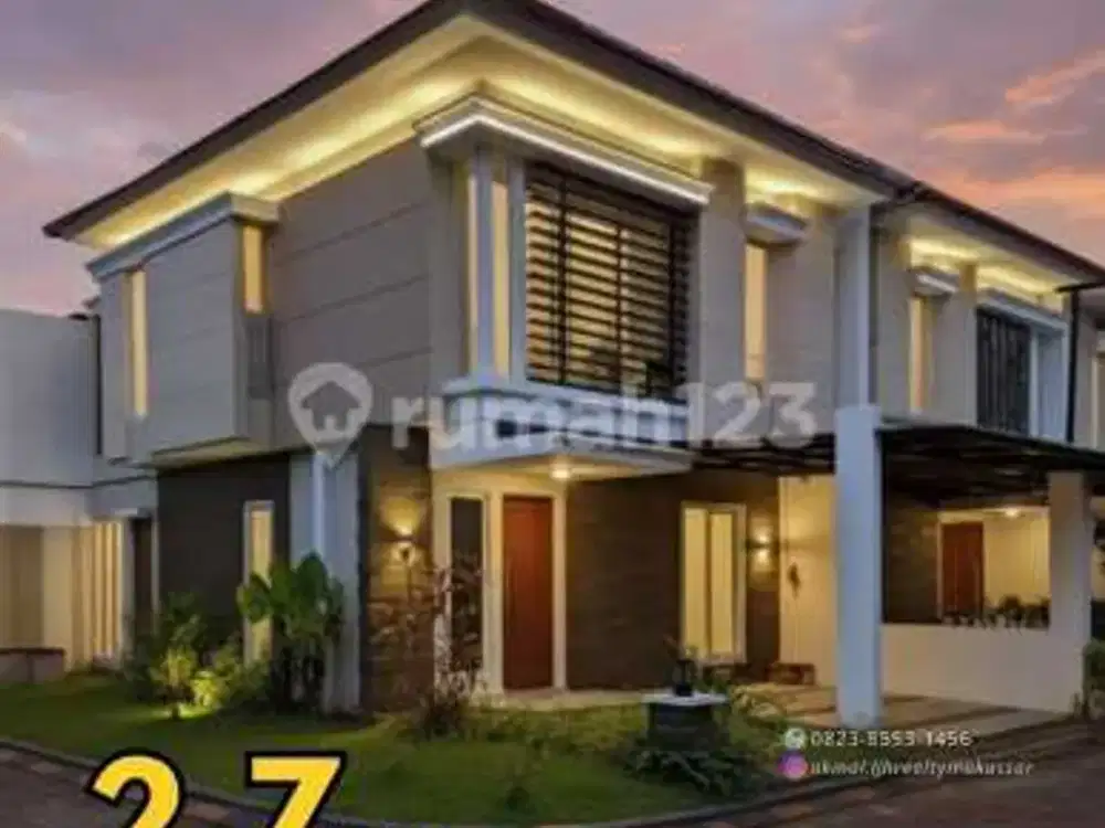 Rumah Mewah Pusat Kota Makassar. Sudut. 10X14. 5 Kamar Tidur. Semi Furnished. Baru Siap Huni