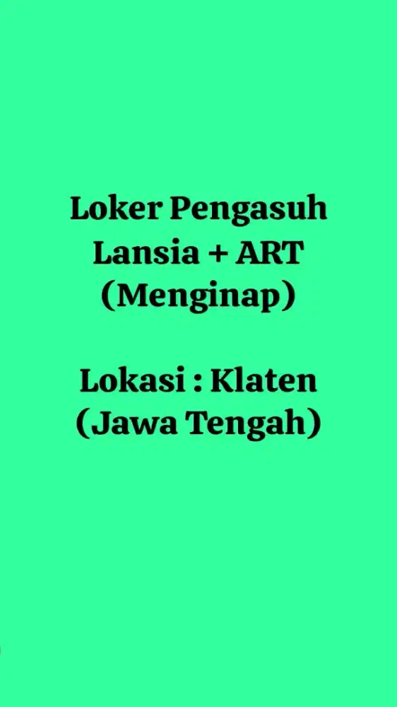 Loker pengasuh lansia