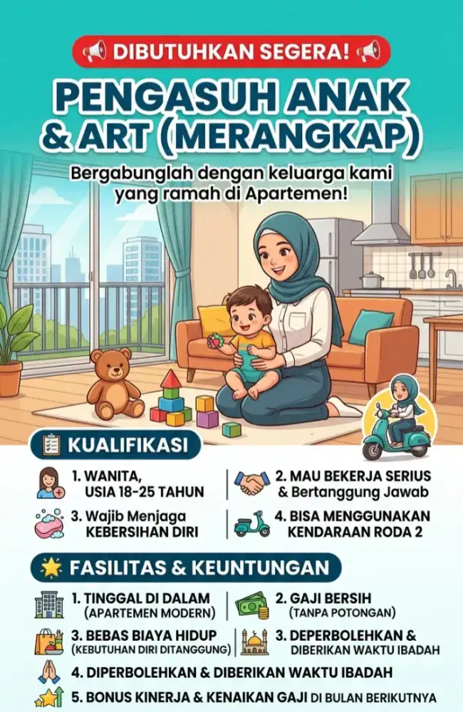 DIBUTUHKAN SEGERA PENGASUH & ART MERANGKAP - MENGINAP
