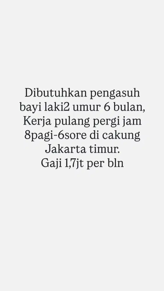 Lowongan pengasuh bayi umur 6 bulan
