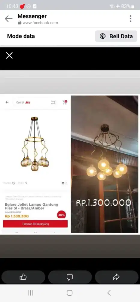 Lampu Gantung ACE 5 Lampu – Murah