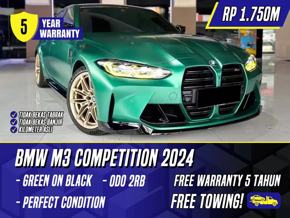 BMW M3 Competition 2024 NIK 2023 Green on Black Hijau M3C Comp M 3 C
