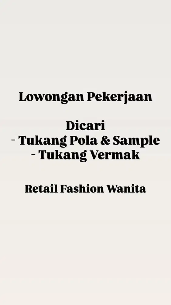 Tukang Vermak dan Tukang Pola & Sample