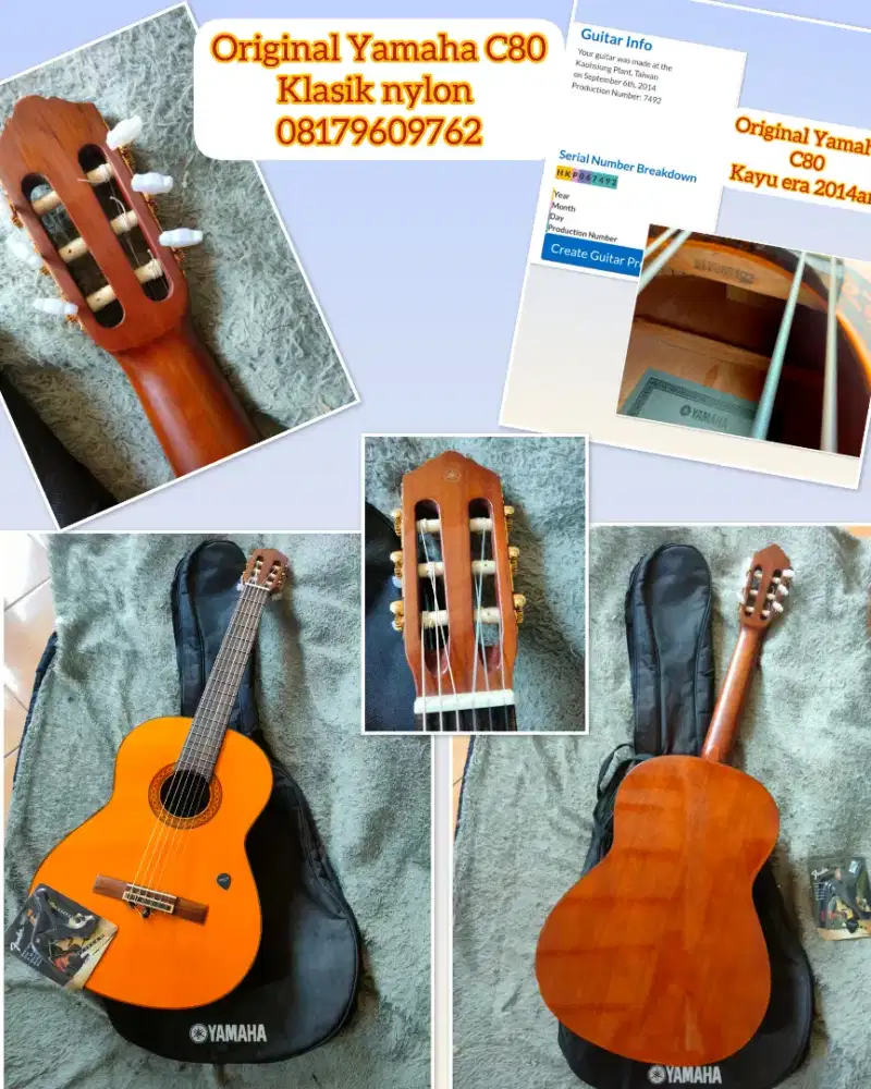 Gitar original Yamaha c80 istimewa lengkap