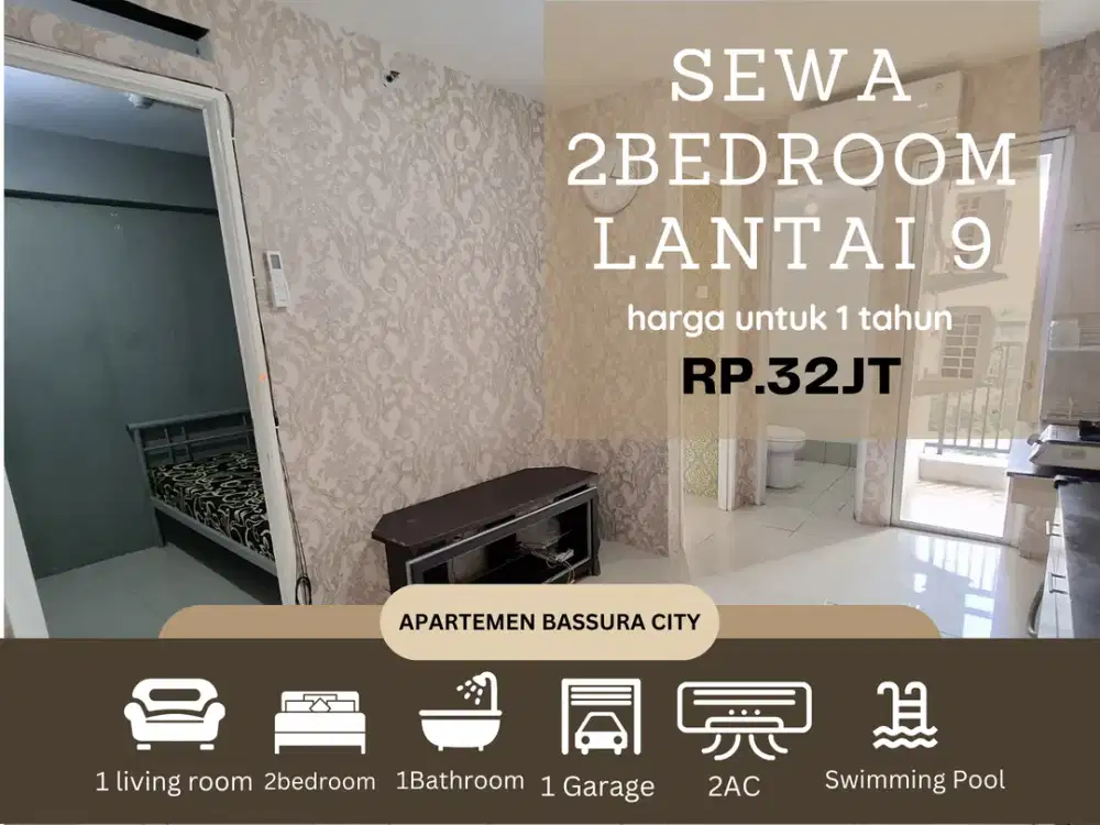 sewa 2kamar semi furnis unit jarang apartemen bassura city