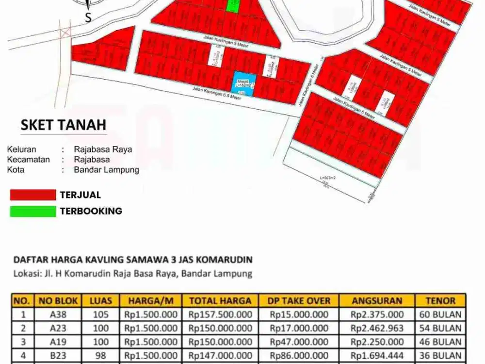 Tanah Kavling Samawa 3 Rajabasa Komarudin