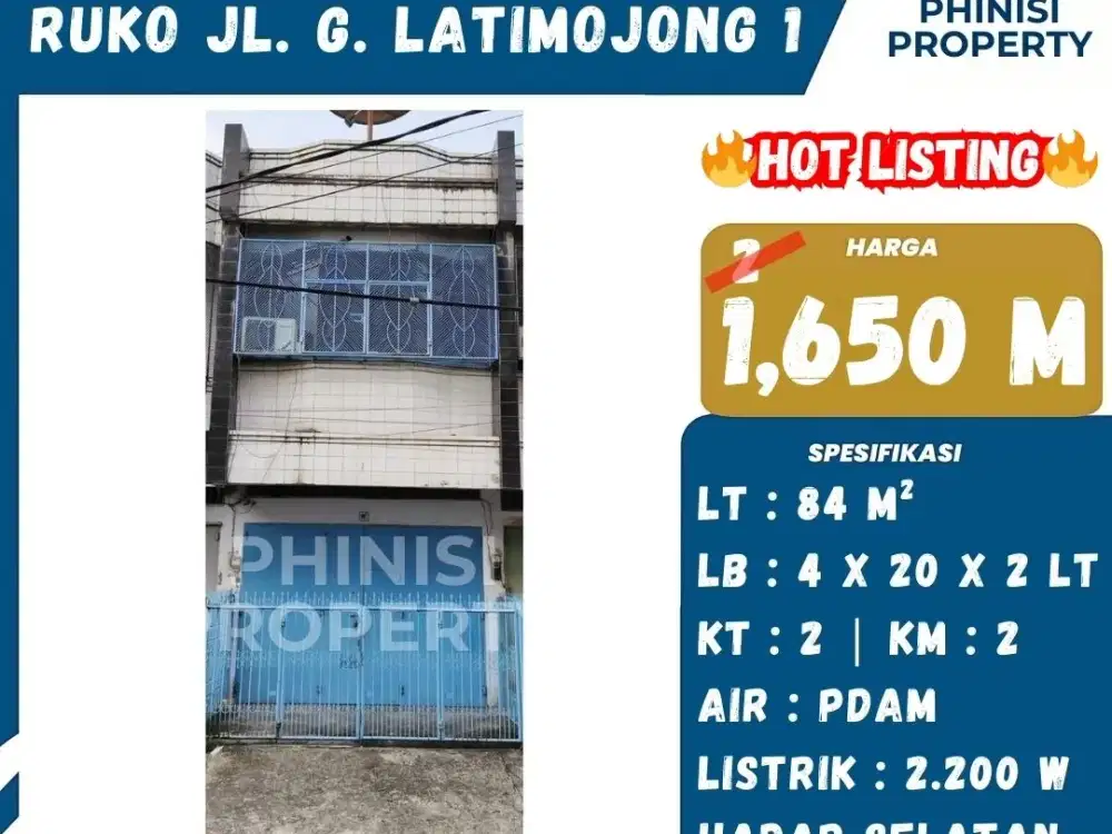 DIJUAL RUKO STRATEGIS – JL. G. LATIMOJONG 1