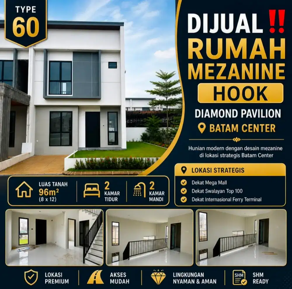 DiJUAL
Rumah Mezanine Hook DIAMOND PAVILION - Batam Center