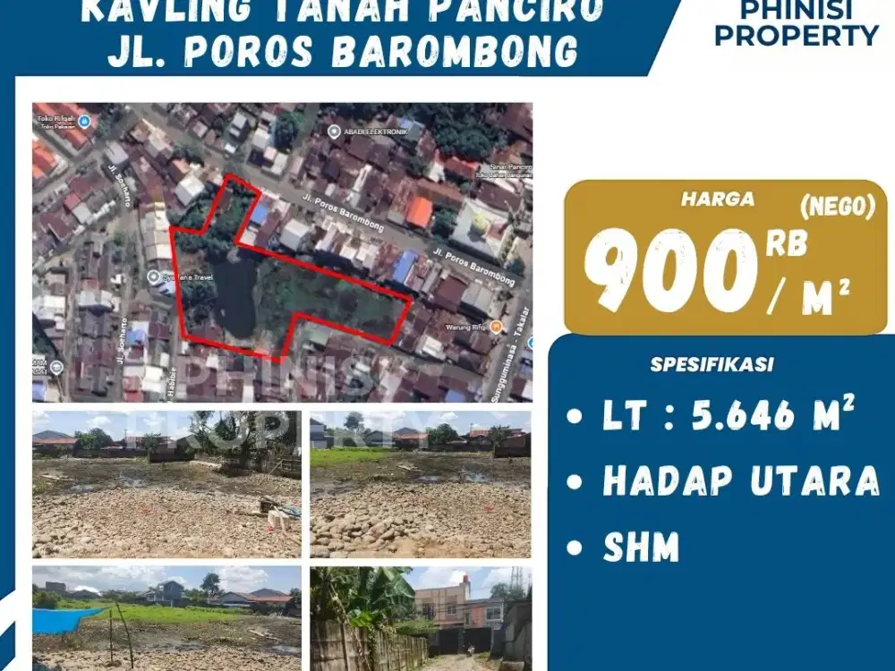 DIJUAL KAVLING TANAH STRATEGIS DI PANCIRO – JL. POROS BAROMBONG