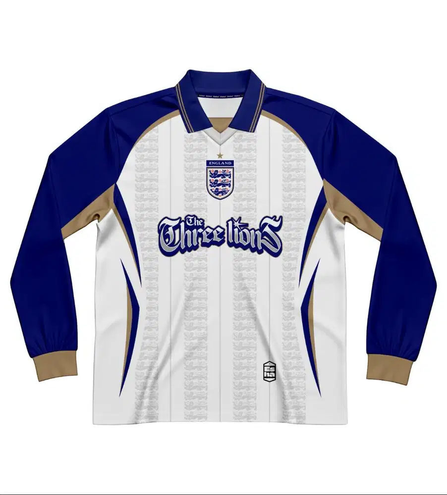 ESHA PREMIUM JERSEY FANSTASY ENGLAND WHITE BLUE OVERSIZE BAND BOLA KAO