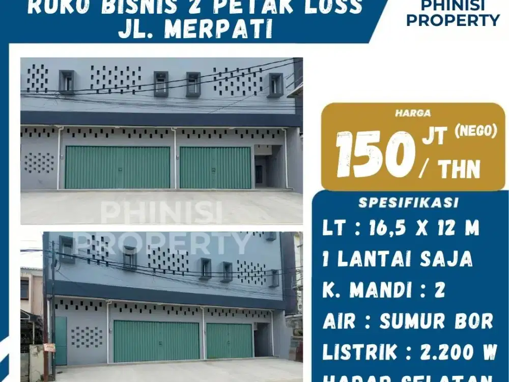 DISEWAKAN RUKO BISNIS 2 PETAK – JL. MERPATI