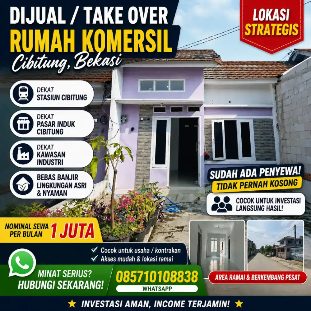 Rumah Murah Cibitung 130jt | Sudah Disewakan | Dekat Stasiun