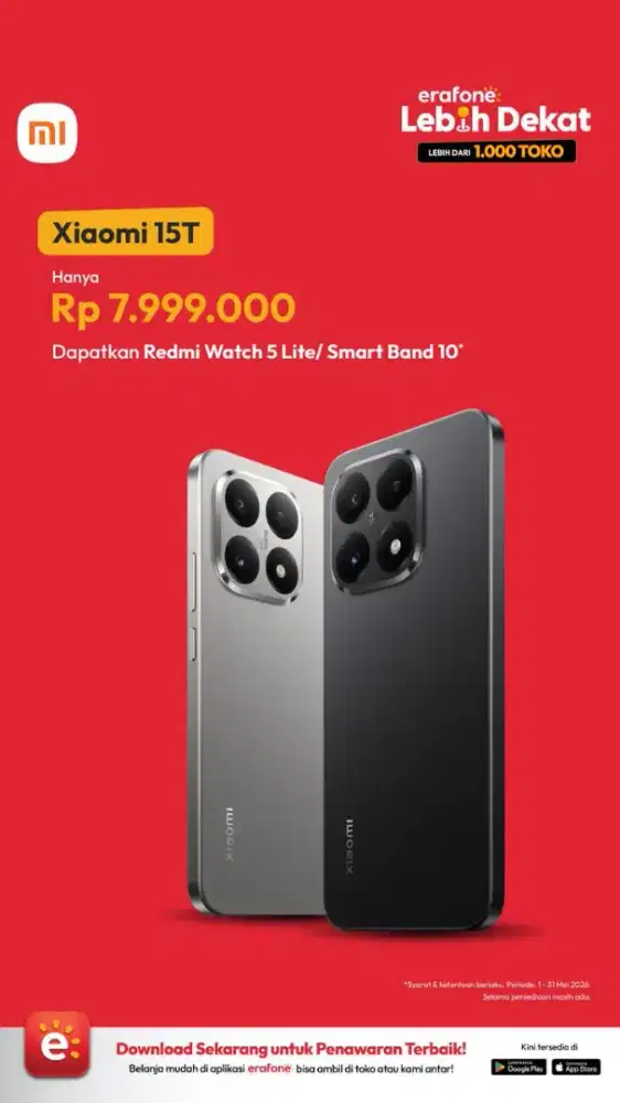 Xiaomi 15T Resmi RAM Besar - Bonus Smartwatch - Bisa Kredivo
