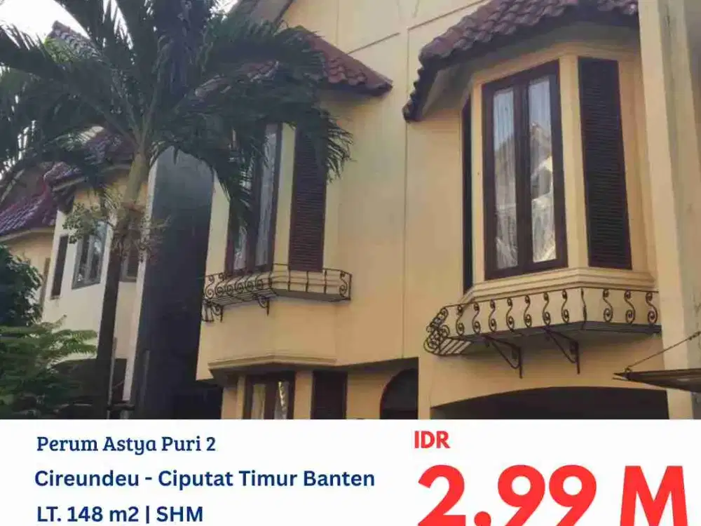 HFN0227 rumah 2 lantai masih dihuni di perum Astya Puri 2, Cireundeu, Ciputat Timur, Banten