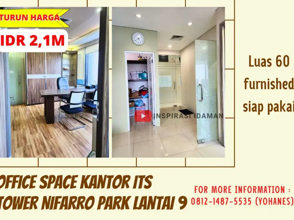 Jual Cepat Office Space Kantor ITS Tower Nifarro Park Lantai 9