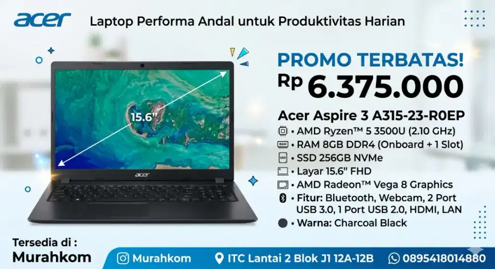 Acer Aspire 3 A315-23-R0EP AMD Ryzen 5-3500U 8GB RAM 256GB SSD