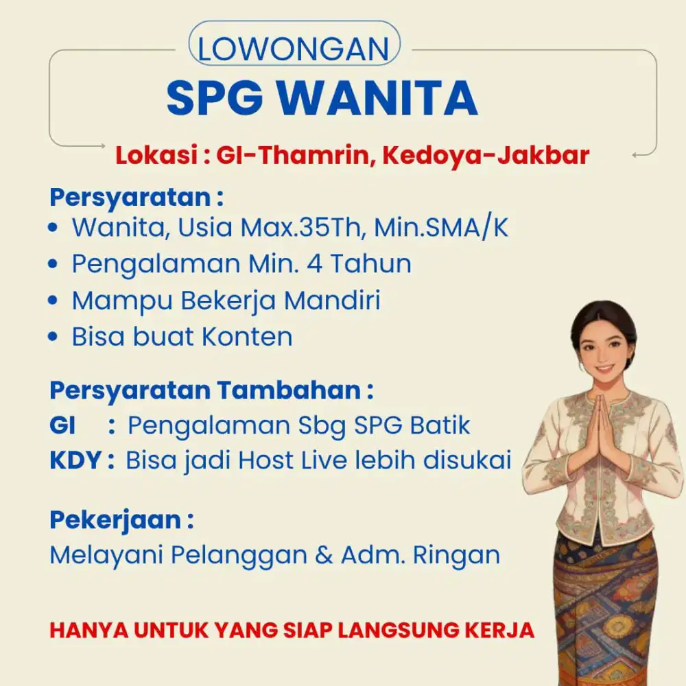 SPG Wanita Pengalaman