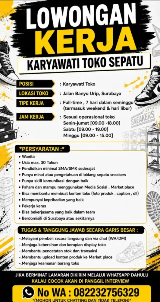 LOWONGAN KERJA KARYAWATI TOKO