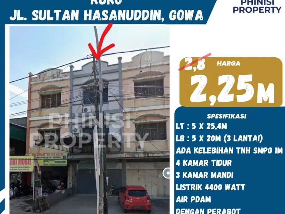 Dijual Ruko Strategis di Jl. Sultan Hasanuddin, Gowa