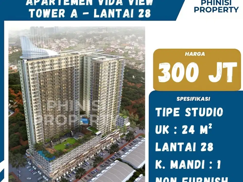 Dijual Apartement Vida View Tower A - Lantai 28