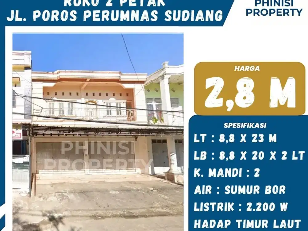 DIjual Ruko Jl. Poros Perumnas Sudiang 2 Petak