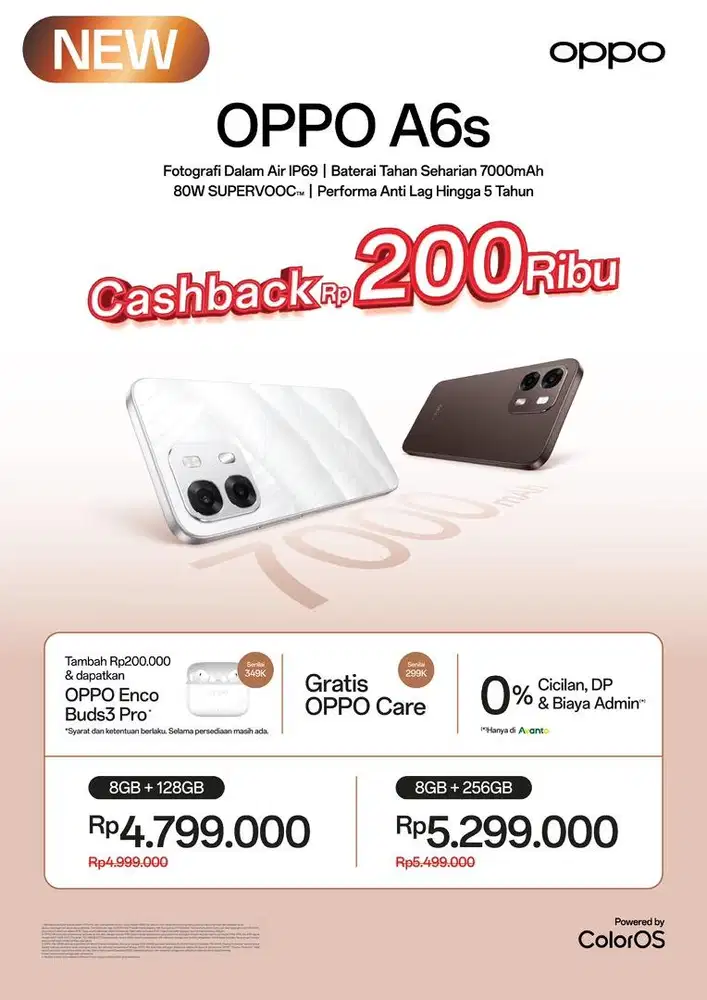 OPPO A6s 8/256GB - cash, kredit cukup KTP, tukar-tambah, spaylater