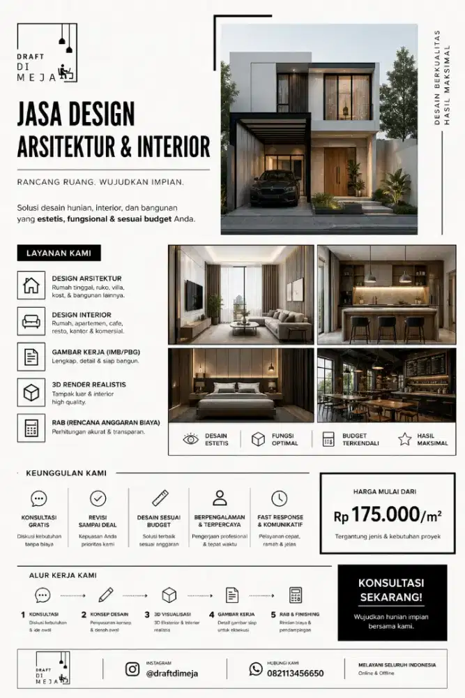 Jasa Desain Rumah & Interior Profesional | 3D + RAB | Harga Terjangkau