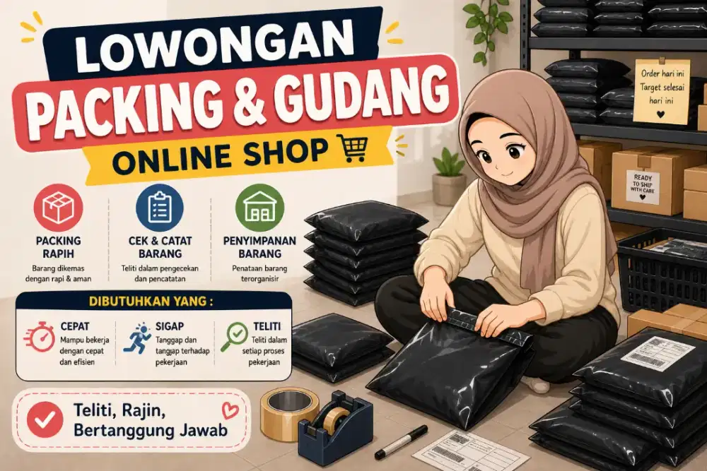 LOWONGAN KERJA PACKING & GUDANG ONLINE SHOP KOTA TANGERANG