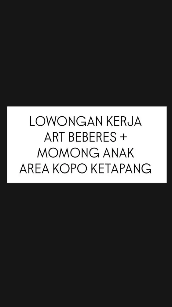 Dicari ART Menginap