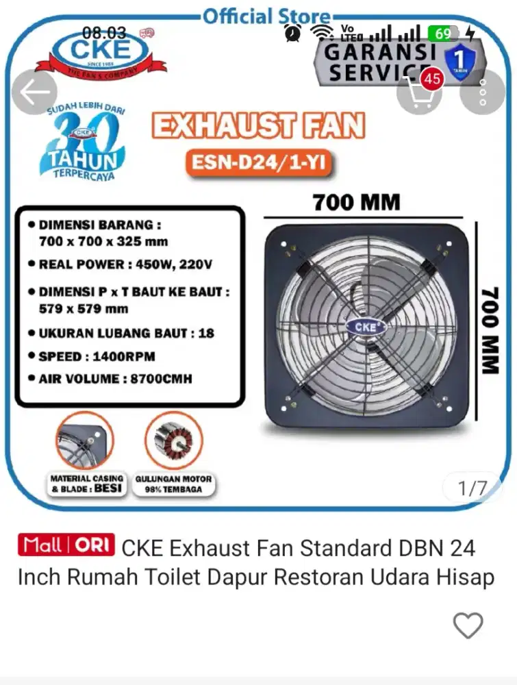 Exhaust fan dijual