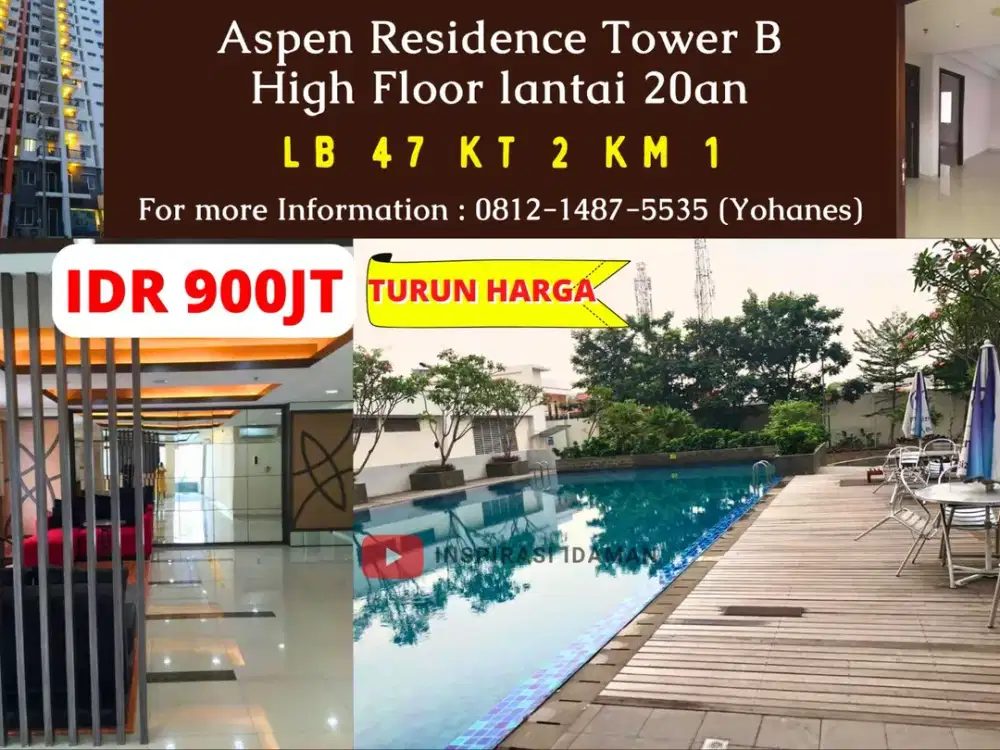 Apartemen Aspen Residence Tower B 2Br 47Mtr Lantai 23