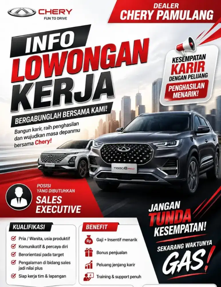 Di butuhkan segera sales untuk mobil chery