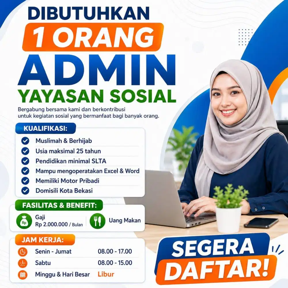Dibutuhkan Satu Orang Admin Yayasan Sosial