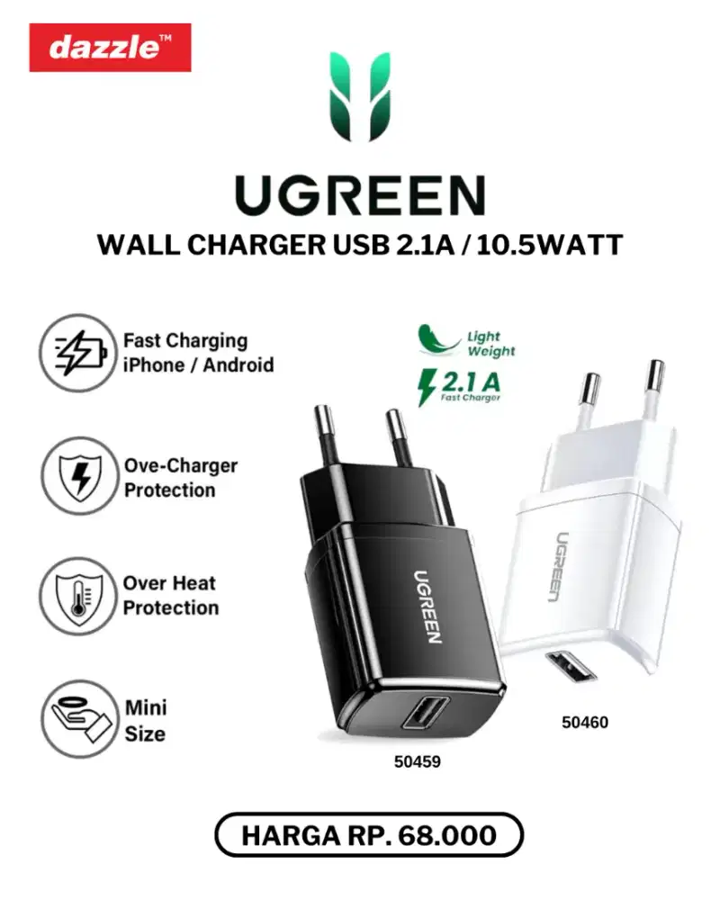 UGREEN WALL CHARGER USB A 2.1A 10.5W