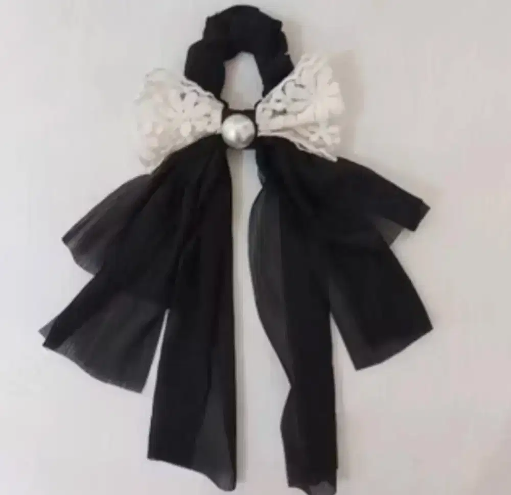 Dijual satuan/ borongan ikat rambut scrunchie pita besar ala korea