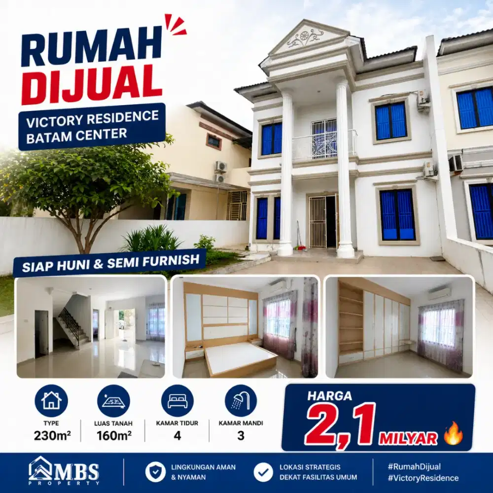 Rumah 2 Lantai Siap Huni & Semi Furnish Victory Residence Batam Center