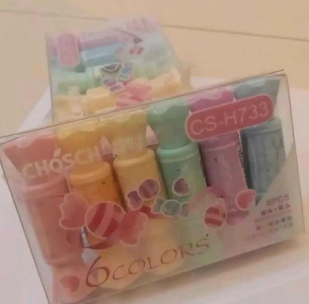 Dijual satuan/borongan Stabilo Highlighter lucu permen candy 1 set
