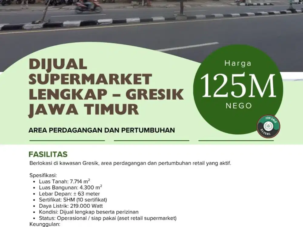 DIJUAL SUPERMARKET LENGKAP – GRESIK JAWA TIMUR