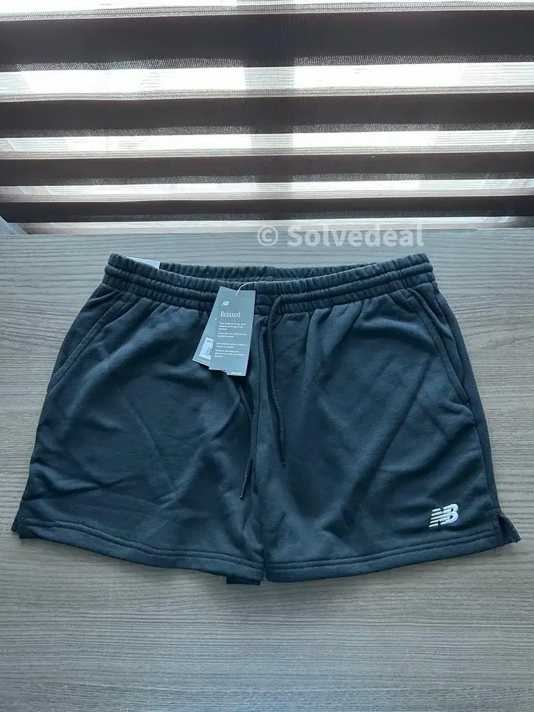 Celana New Balance French Terry Womens Short Black Original